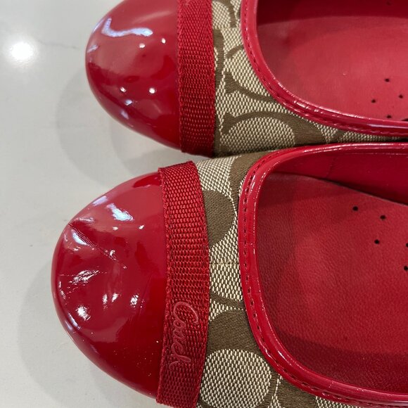Coach Red with Logo Ballet flats 9 B - Picture 8 of 10